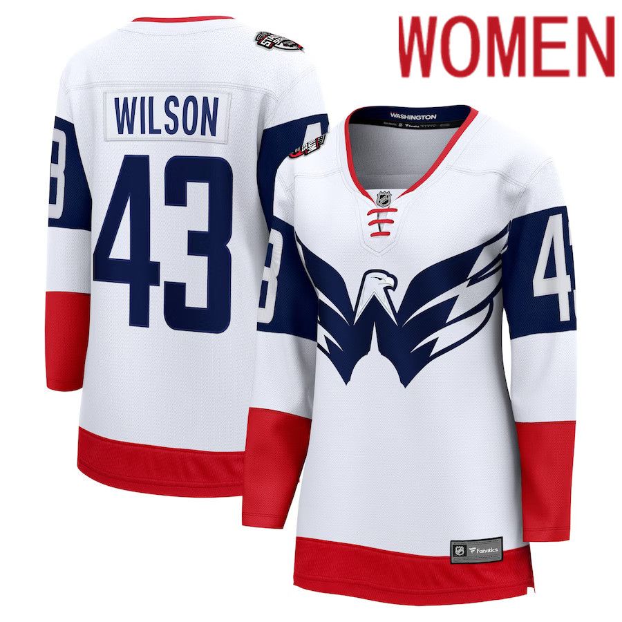 Women Washington Capitals #43 Tom Wilson Fanatics Branded White 2023 NHL Stadium Series Breakaway Player Jersey